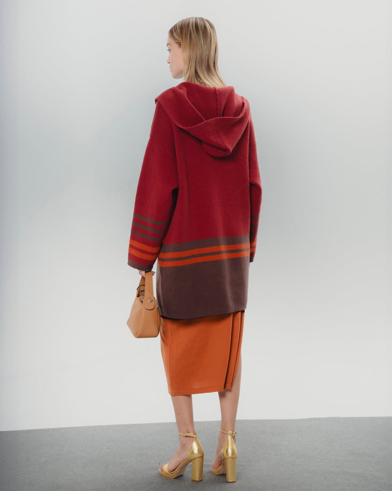 Dolores Promesas Chaqueta Punto Martina En Burdeos Con Rayas