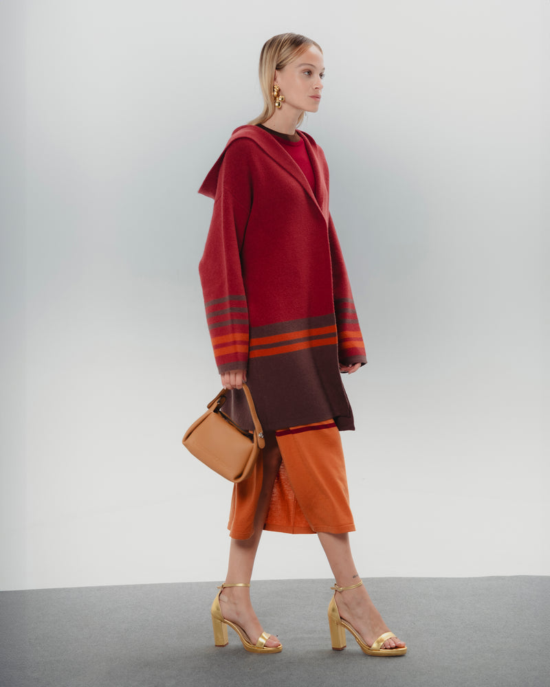 Dolores promesas Chaqueta Punto Martina en Burdeos con Rayas