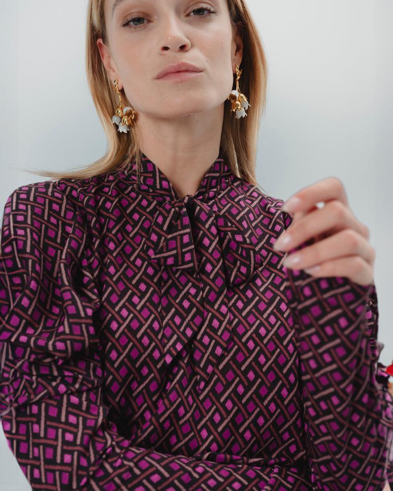 Dolores Promesas Blusa Estampada Con Lazo Elena