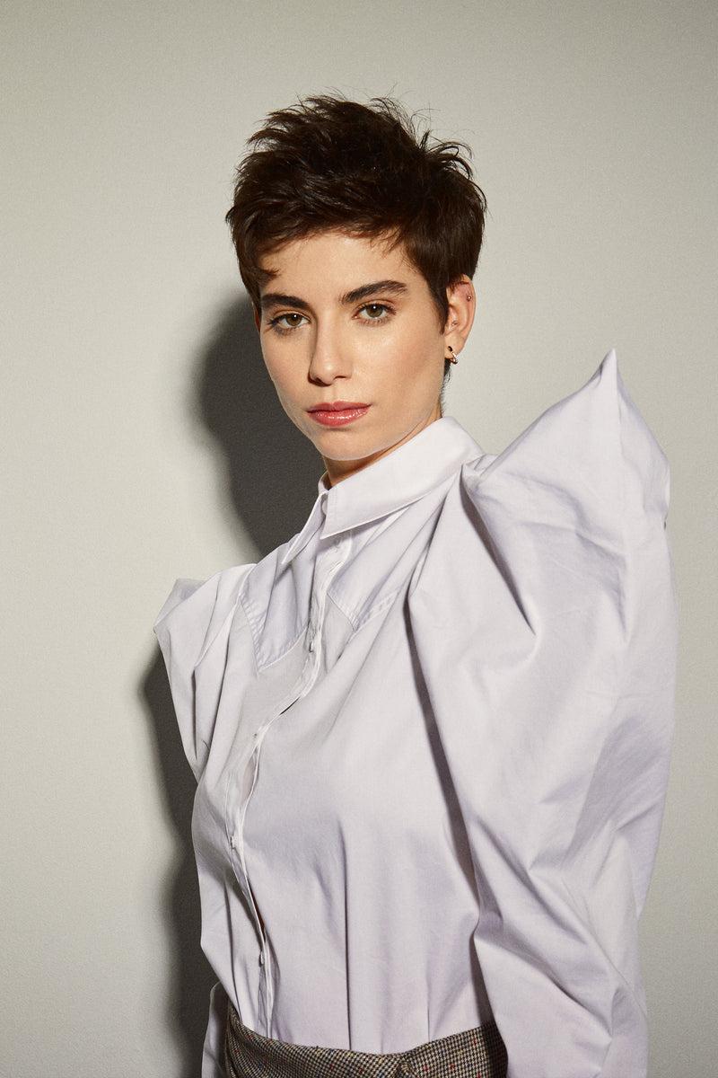 Dolores Promesas Blusa Manga Abullonada Blanco