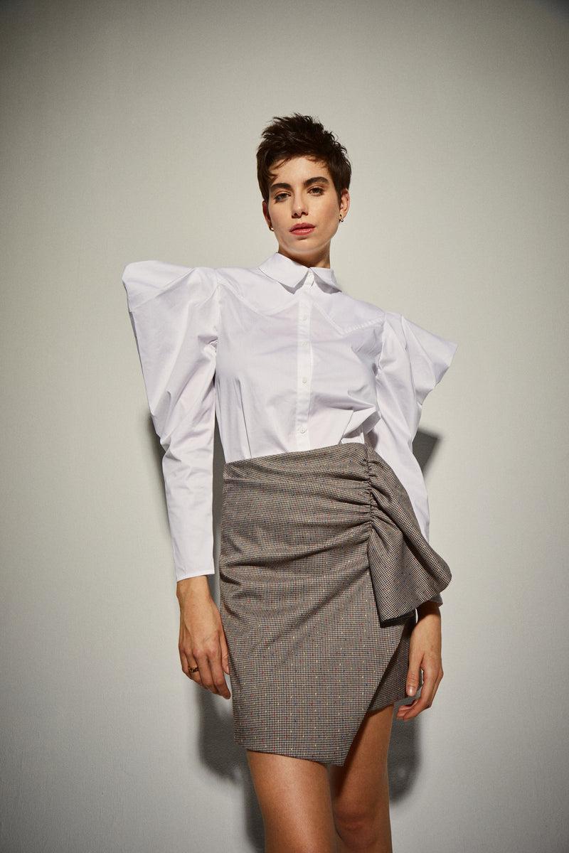 Dolores promesas Blusa Manga Abullonada Blanco