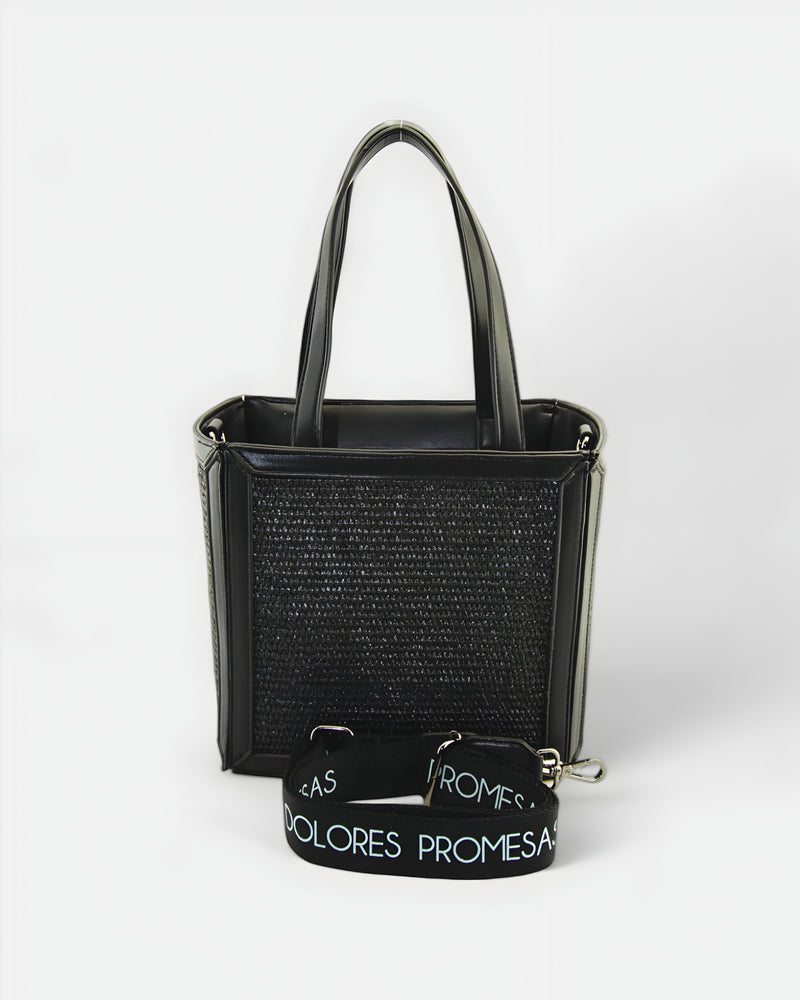 Dolores Promesas Bolso De Rafia Astuta En Negro