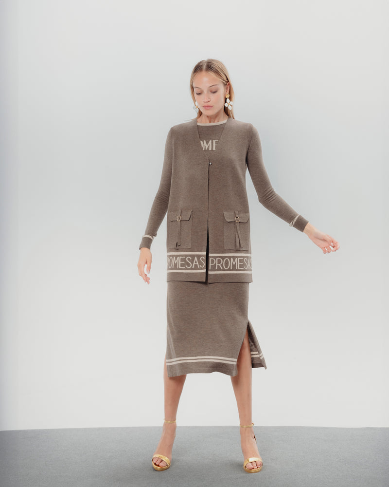 Dolores promesas Chaleco Punto Promesas Marrón