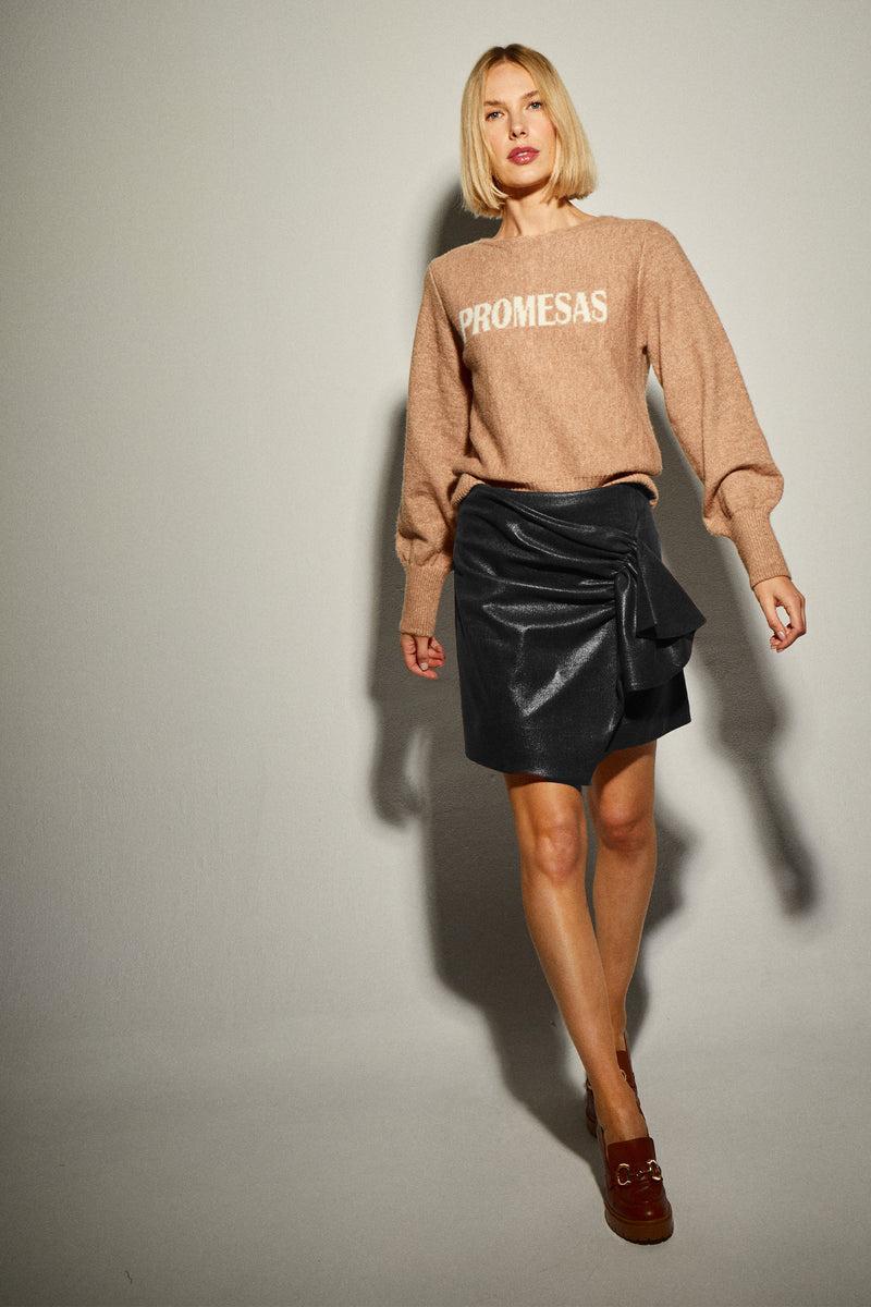 Dolores promesas Falda Drapeada Mini Negro