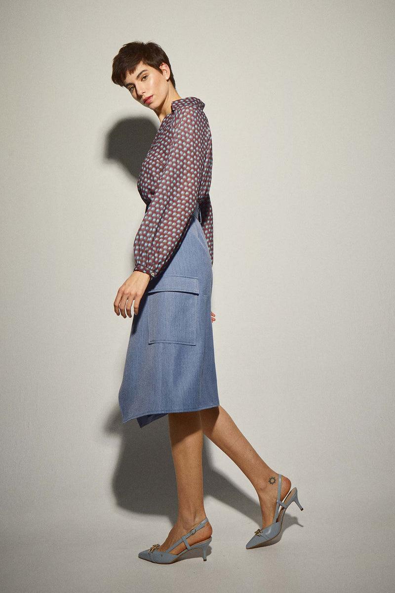 Dolores Promesas Falda Midi Bolsillos Azul