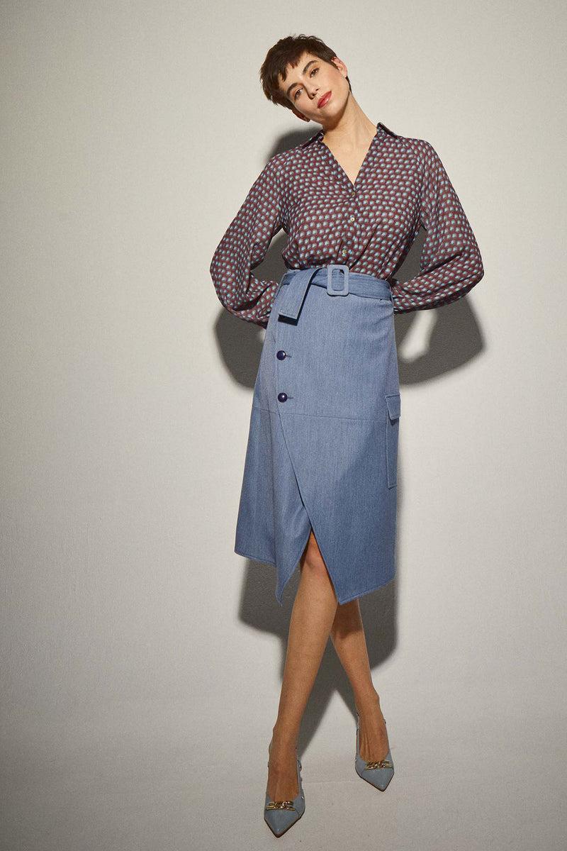 Dolores promesas Falda Midi Bolsillos Azul