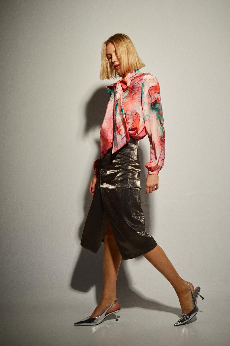 Dolores Promesas Falda Midi Tejido Laminado