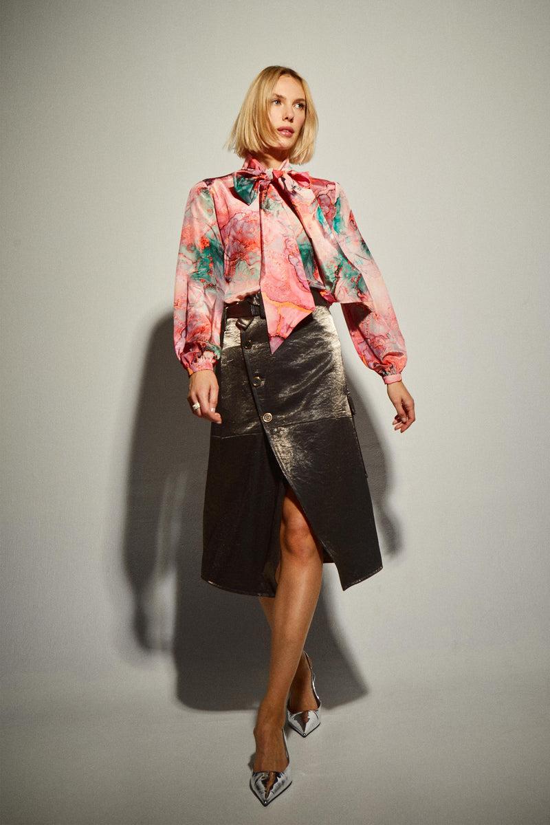 Dolores Promesas Falda Midi Tejido Laminado