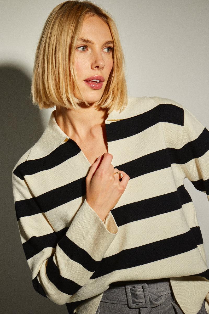 Dolores promesas Jersey Cuello Polo Rayas