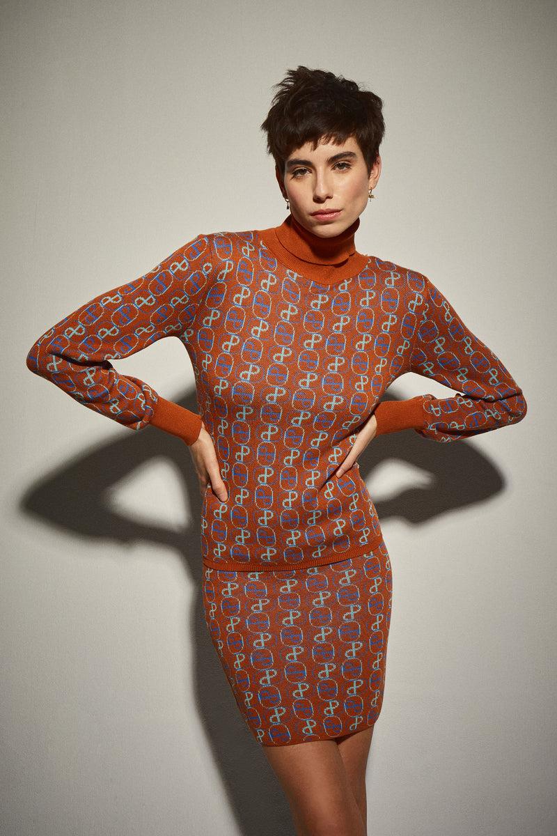 Dolores Promesas Jersey Punto Camel Y Azul