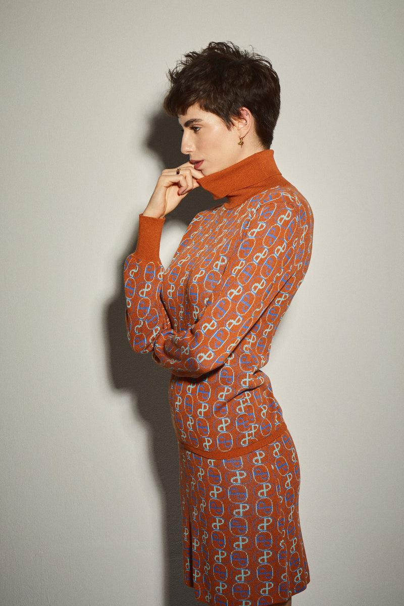 Dolores Promesas Jersey Punto Camel Y Azul