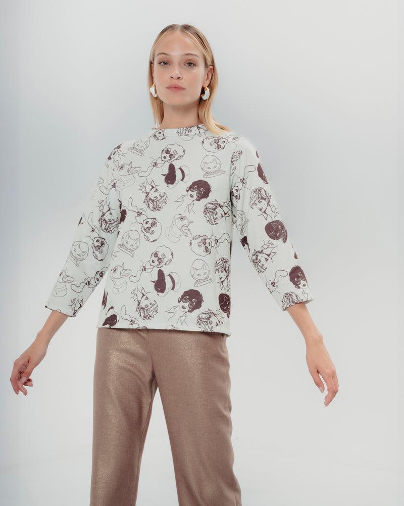 Dolores promesas Sudadera Marina Estampada Celeste