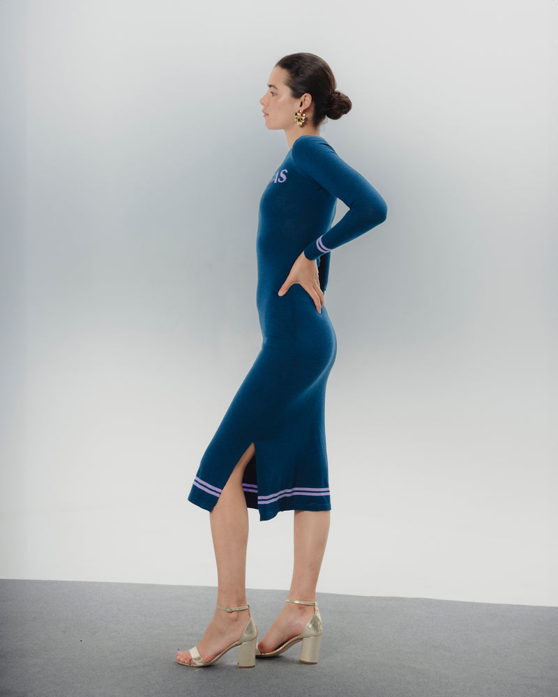 Dolores Promesas Vestido Midi Azul Promesas Marta