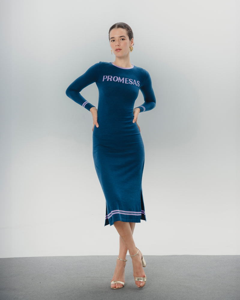 Dolores promesas Vestido Midi Azul Promesas Marta