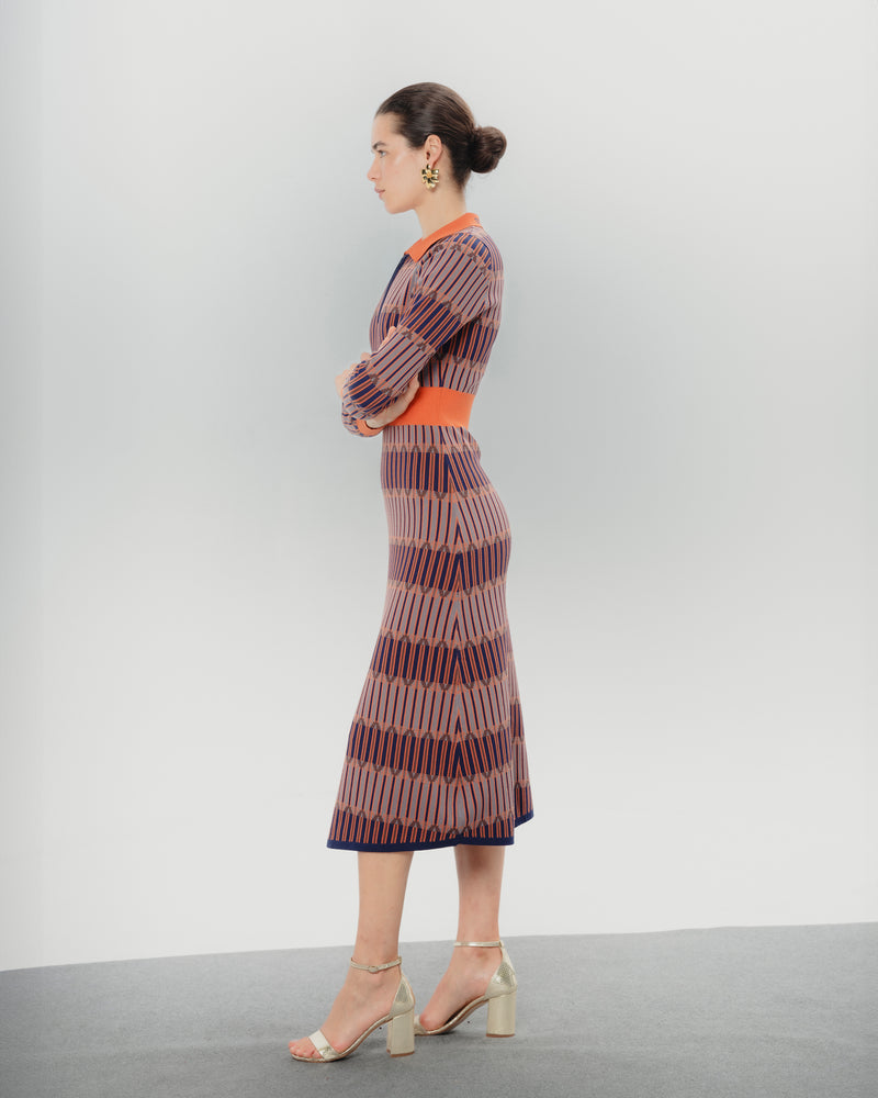 Dolores Promesas Vestido Midi Color Block Luna