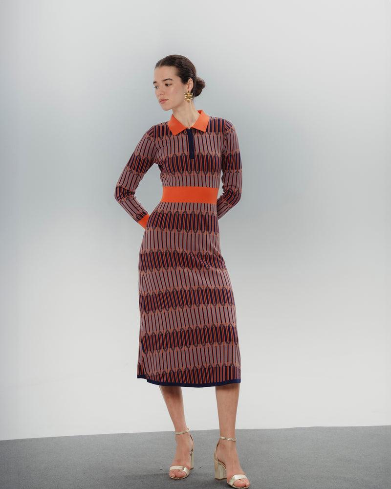 Dolores promesas Vestido Midi Color Block Luna