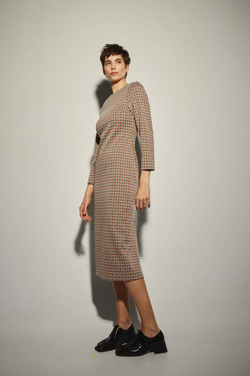 Dolores Promesas Vestido Midi Punto Retro Tierra