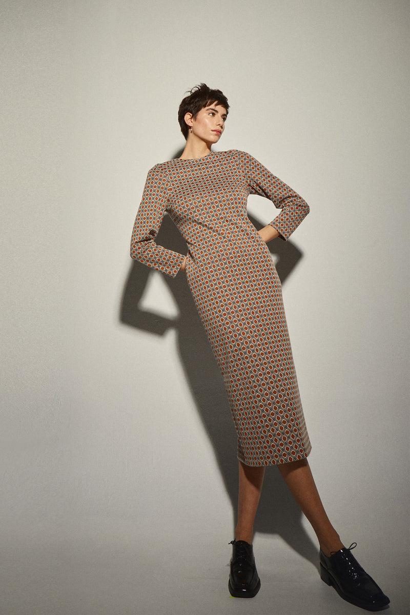 Dolores promesas Vestido Midi Punto Retro Tierra