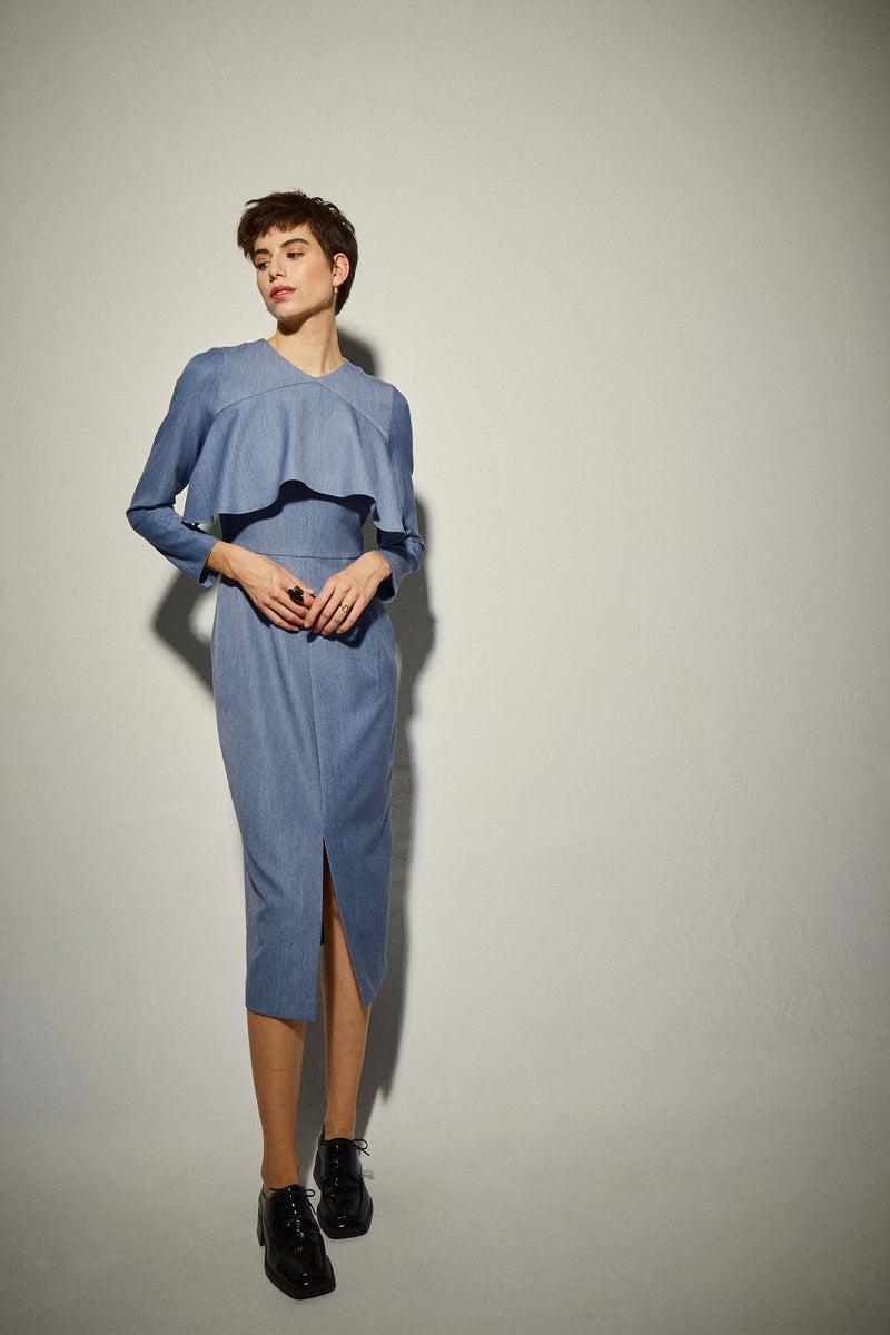 Dolores promesas Vestido Volante Escote Azul