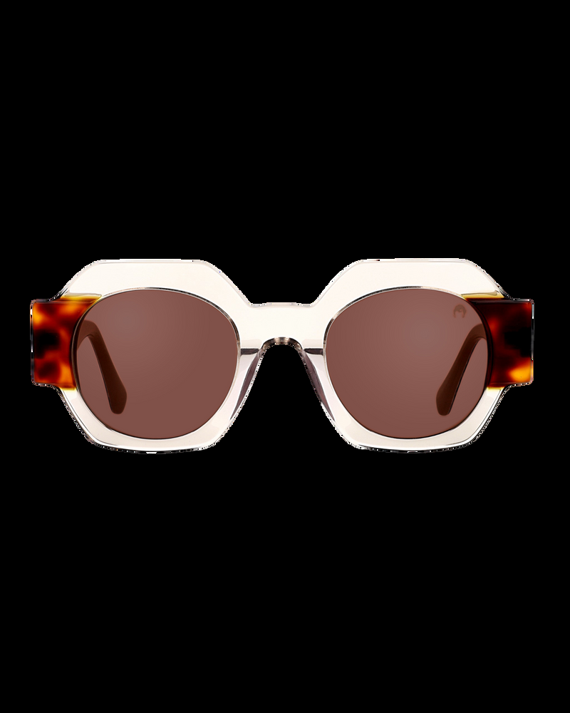 Dolores promesas Gafa con forma geométrica marrón transparente y habana con estampado de peces