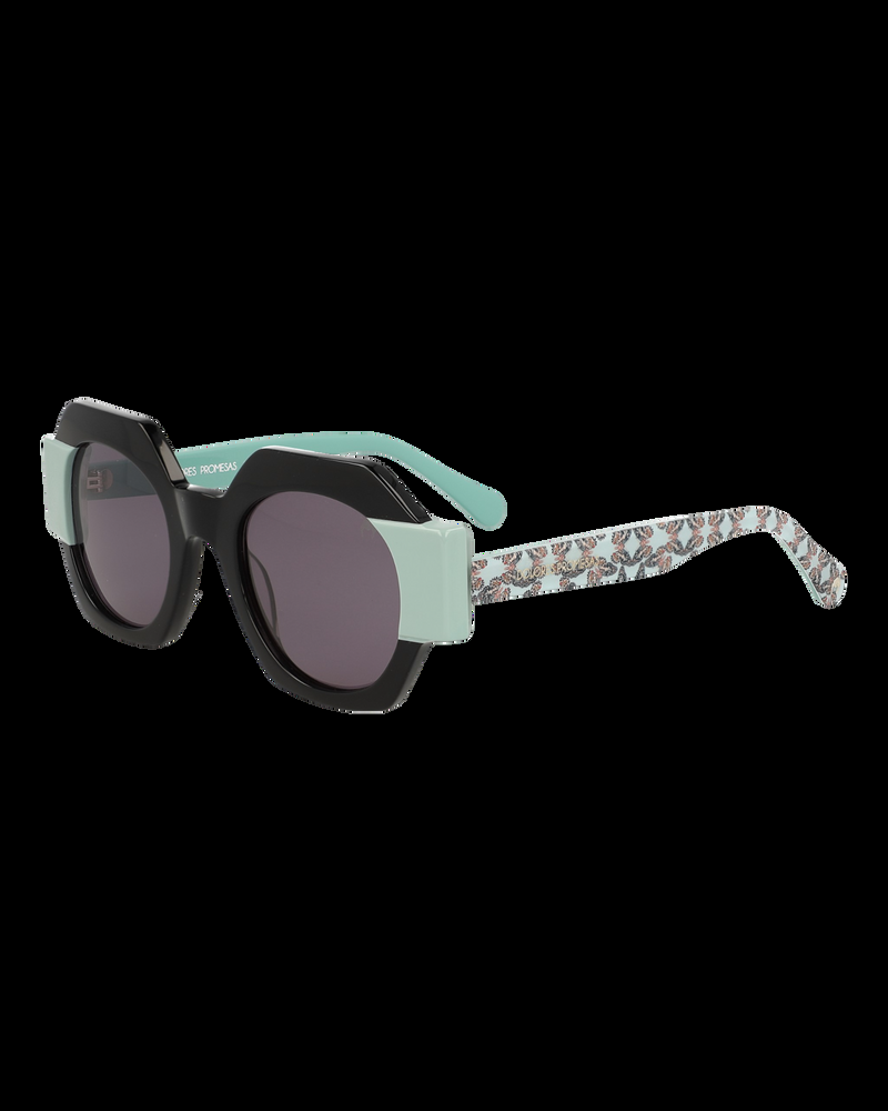 Dolores Promesas Gafa Con Forma Geométrica Negra Y Turquesa Con Estampado De Mariposas