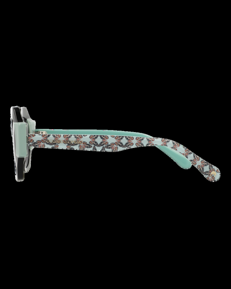 Dolores Promesas Gafa Con Forma Geométrica Negra Y Turquesa Con Estampado De Mariposas
