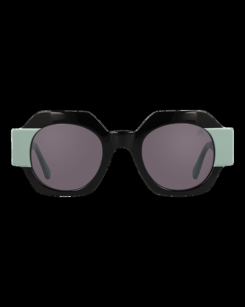 Dolores promesas Gafa con forma geométrica negra y turquesa con estampado de mariposas