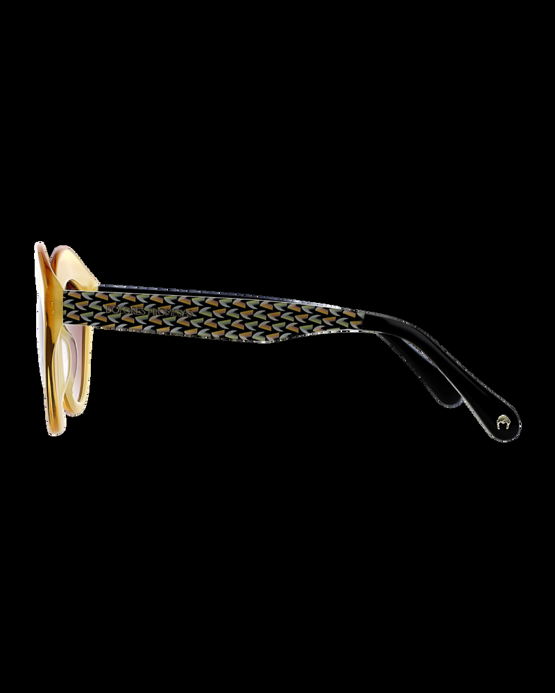 Dolores Promesas Gafa Con Tendencia A Cat Eye Mostaza Con Estampado De Hojas