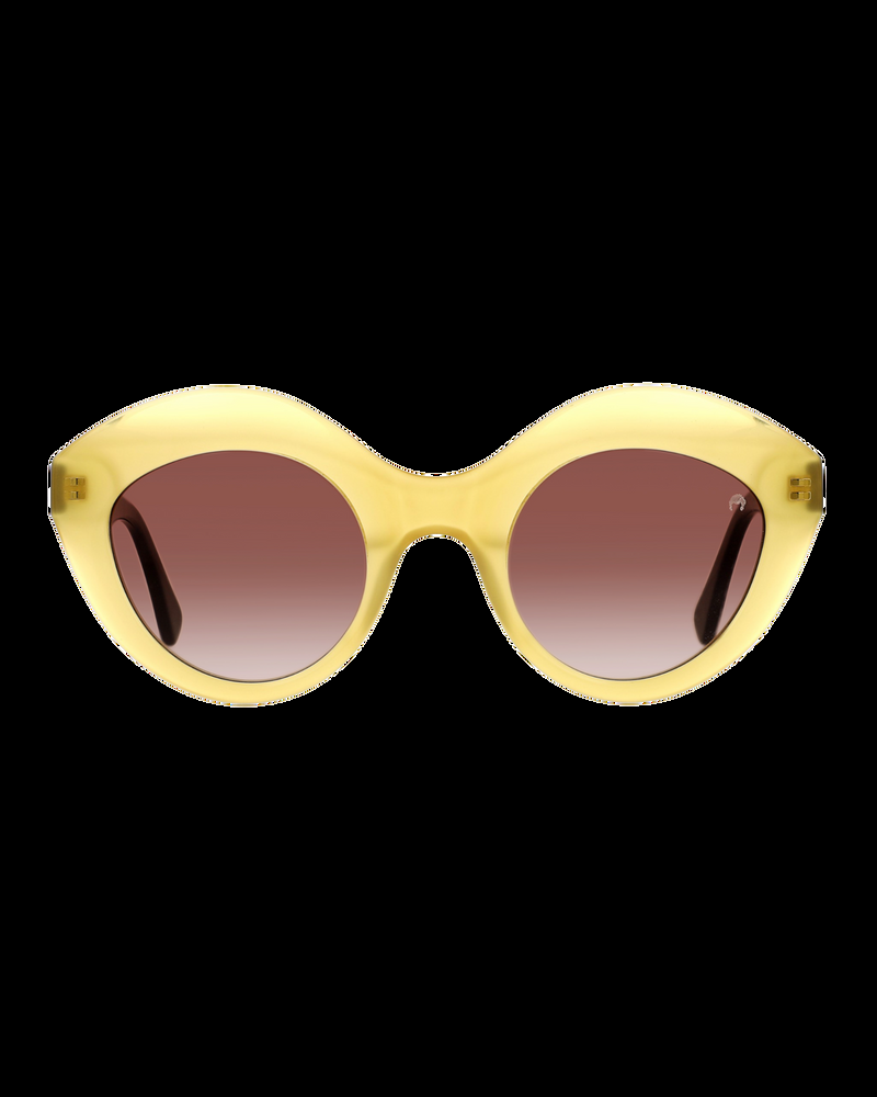 Dolores promesas Gafa con tendencia a cat eye mostaza con estampado de hojas