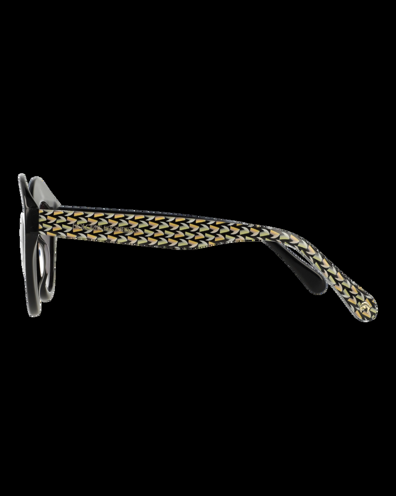 Dolores Promesas Gafa Con Tendencia A Cat Eye Negra Con Estampado De Hojas