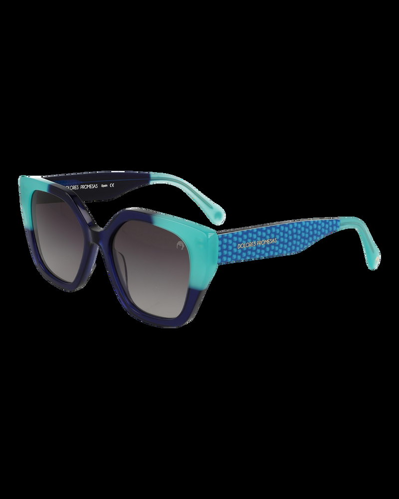 Dolores Promesas Gafa Con Tendencia A Pico Azul Marino Y Turquesa Con Estampado Geométrico