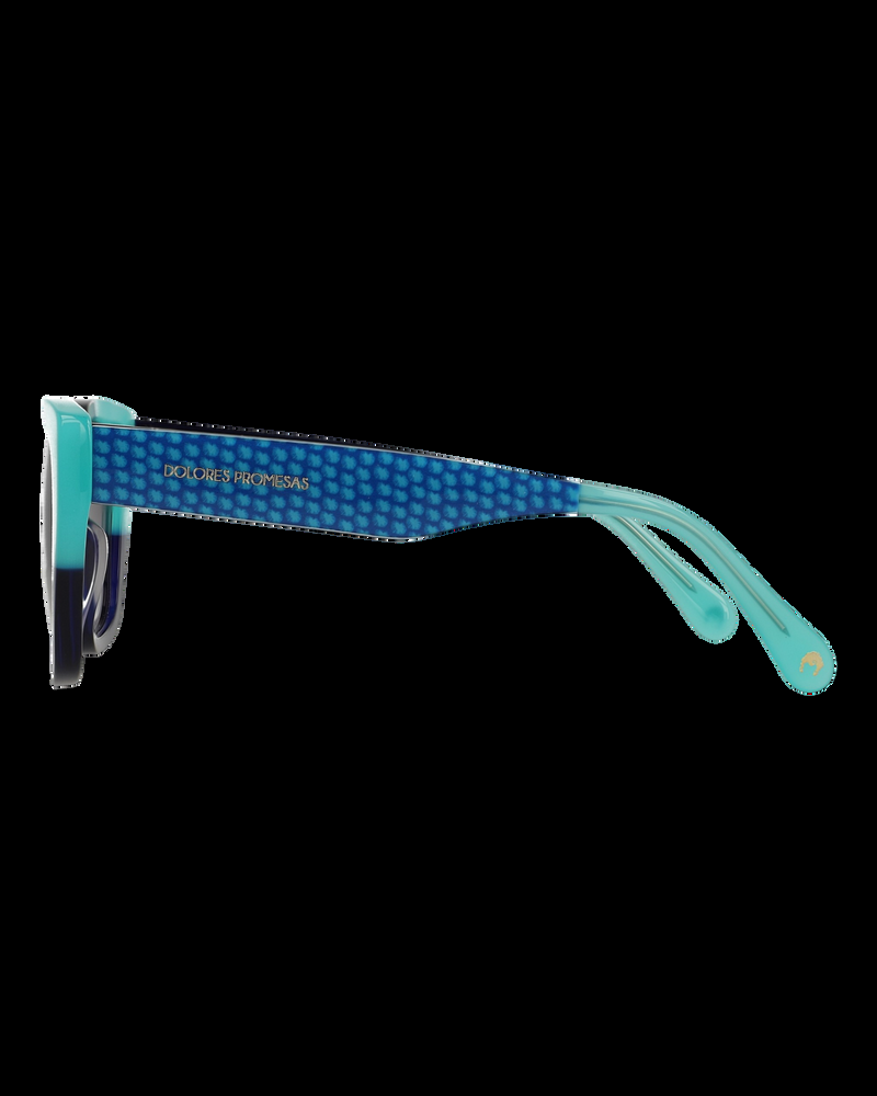 Dolores Promesas Gafa Con Tendencia A Pico Azul Marino Y Turquesa Con Estampado Geométrico