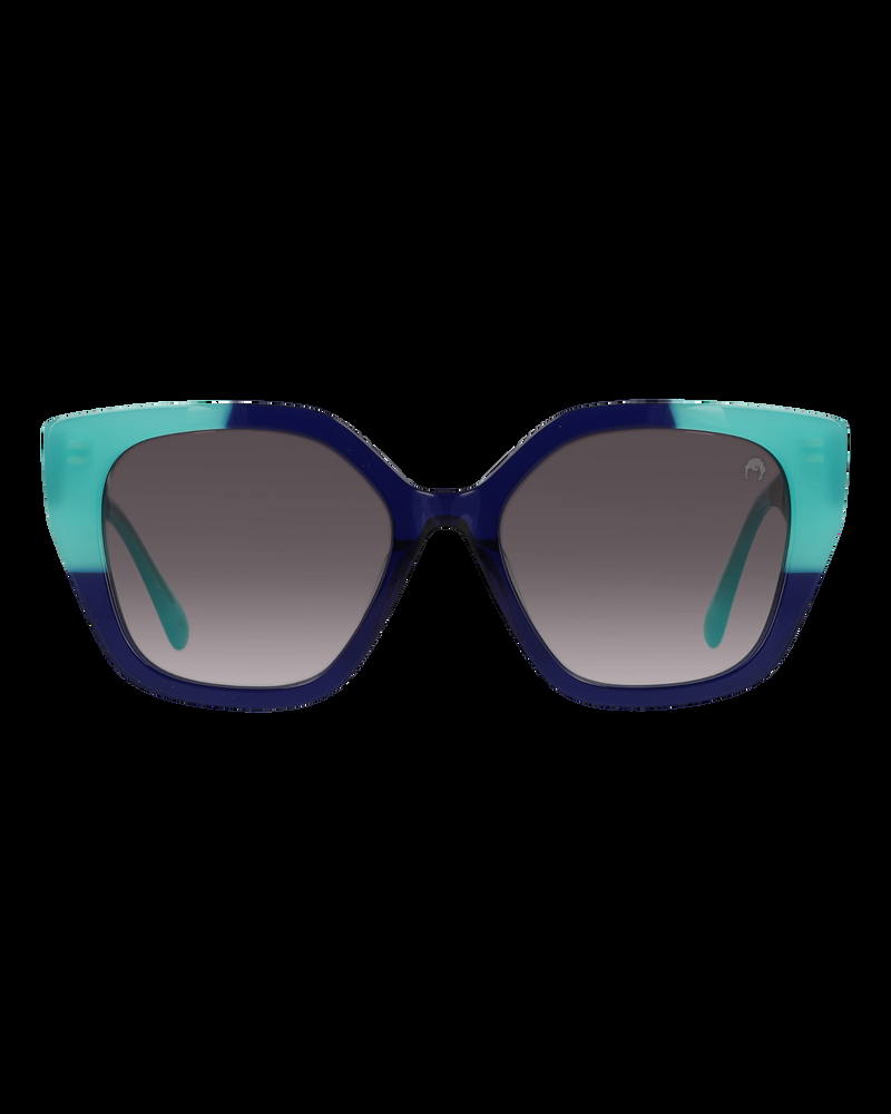 Dolores promesas Gafa con tendencia a pico azul marino y turquesa con estampado geométrico