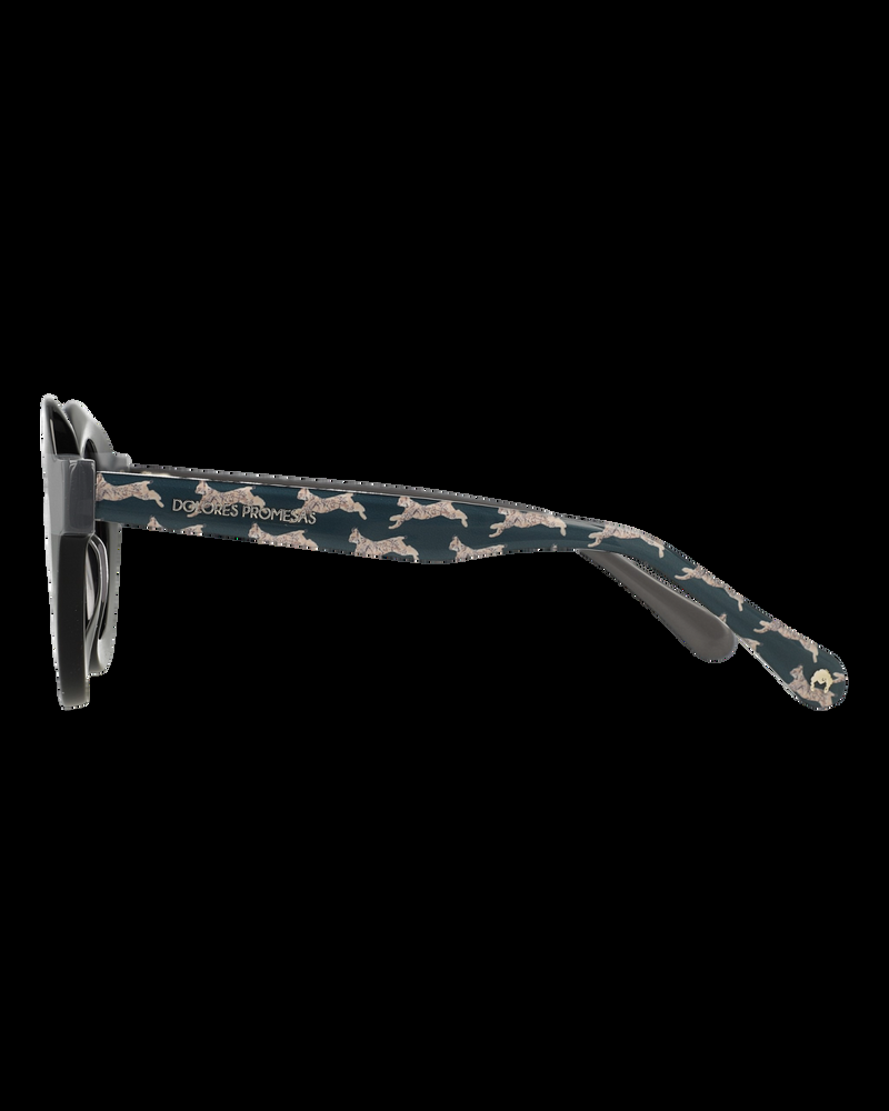 Dolores Promesas Gafa Corte Redondo Negra Y Gris Con Estampado De Linces