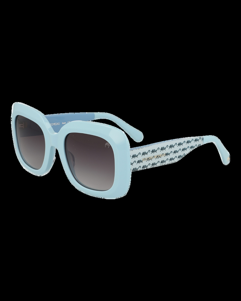 Dolores promesas Gafa de corte cuadrado celeste con estampado de camaleones