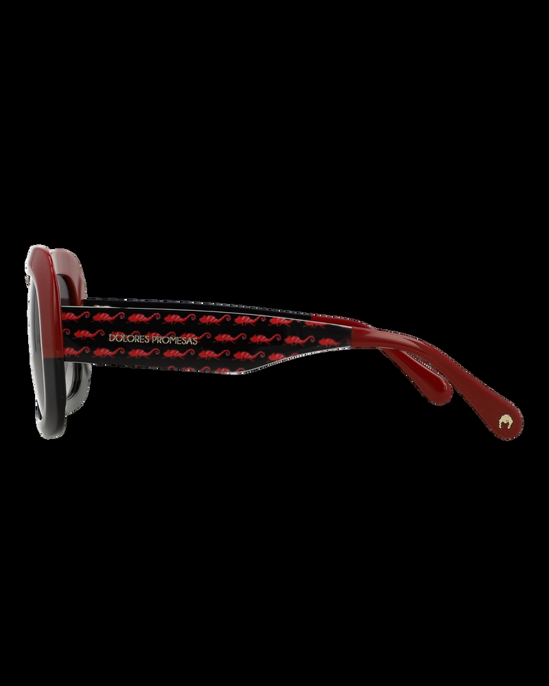 Dolores Promesas Gafa De Corte Cuadrado Negra Y Burdeos Con Estampado De Camaleones