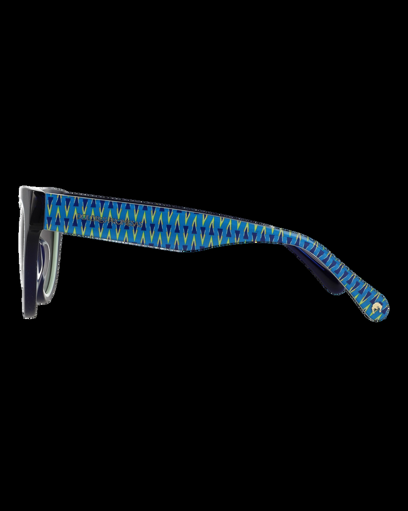 Dolores Promesas Gafa Ovalada Azul Marino Con Aro Verde Agua Y Estampado De Pirámides