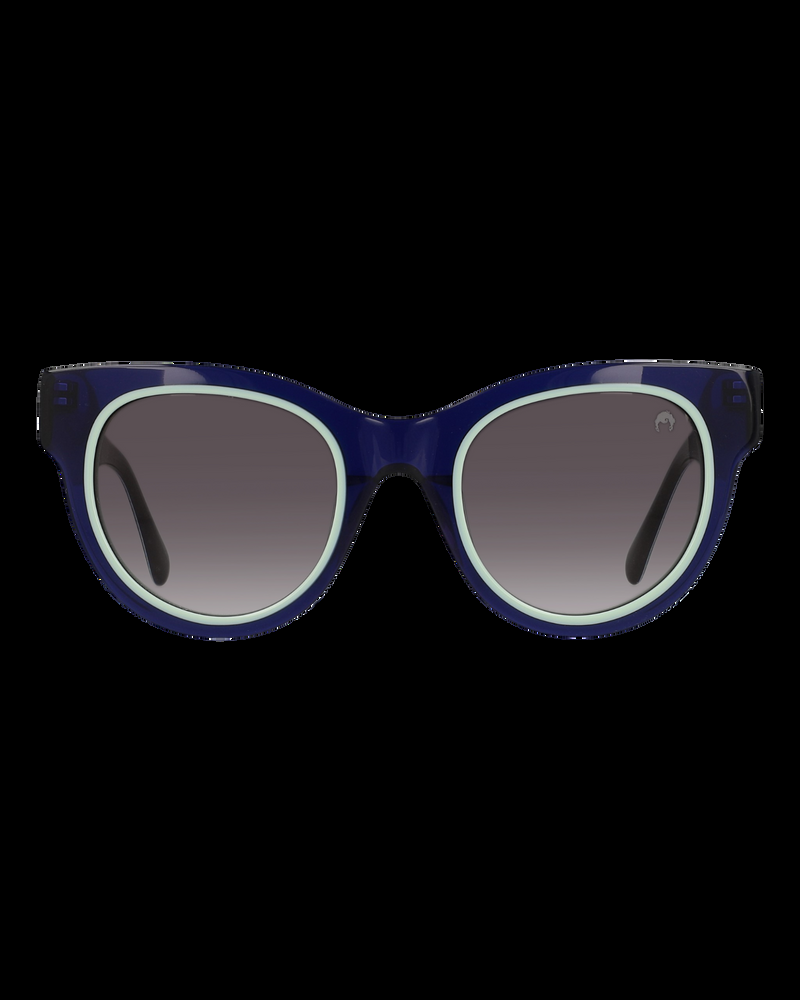 Dolores promesas Gafa ovalada azul marino con aro verde agua y estampado de pirámides