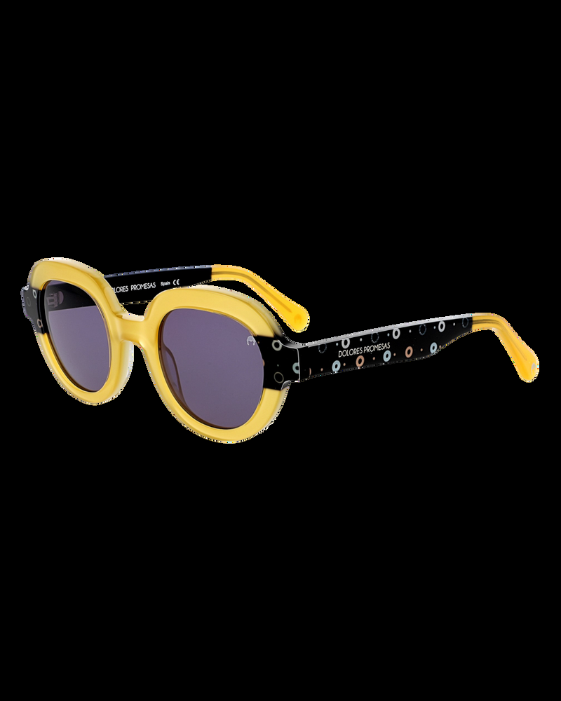 Dolores promesas Gafa ovalada mostaza con estampado de círuclos