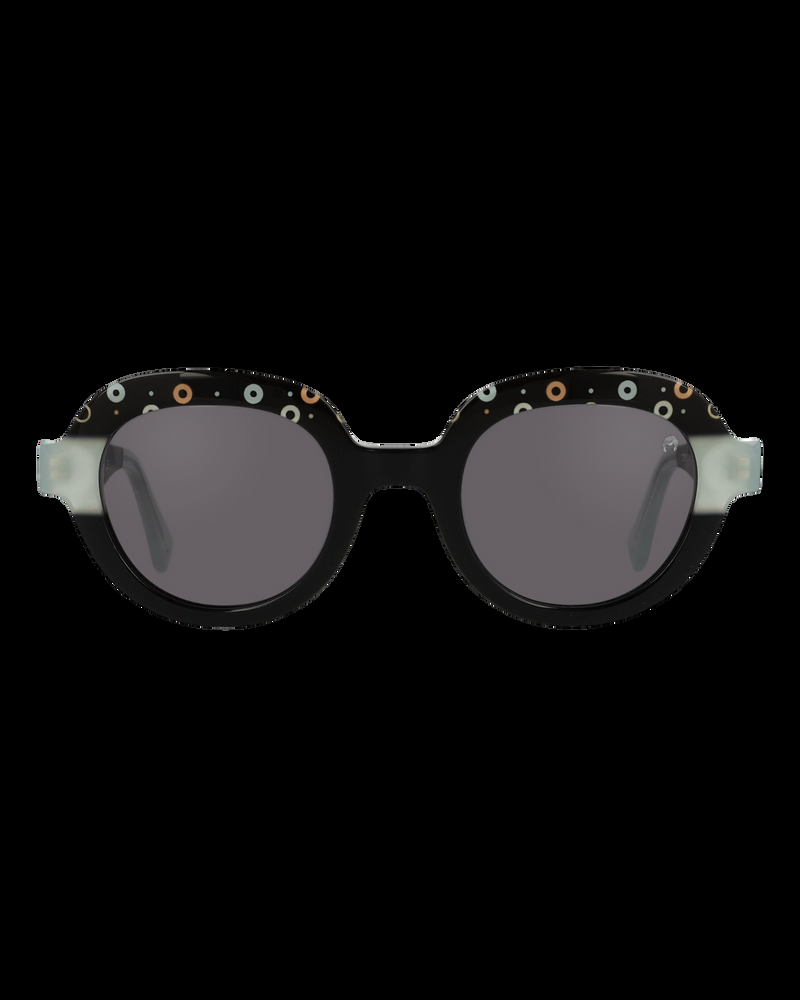 Dolores Promesas Gafa Ovalada Negra Con Estampado De Círculos