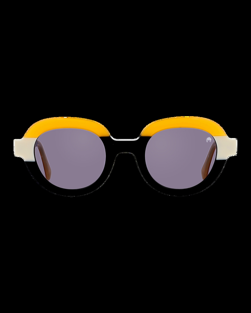 Dolores Promesas Gafa Ovalada Negra Mostaza Y Beige Con Estampado De Círculos