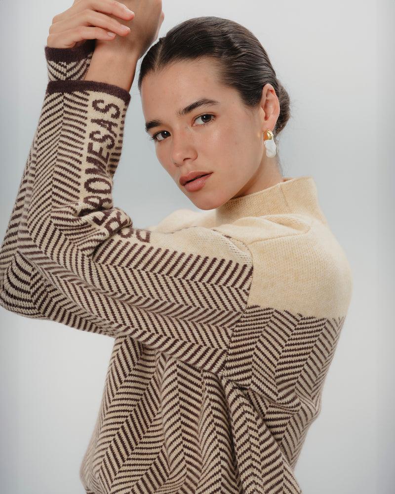 Dolores Promesas Jersey Estampado Beige Y Marrón Eva