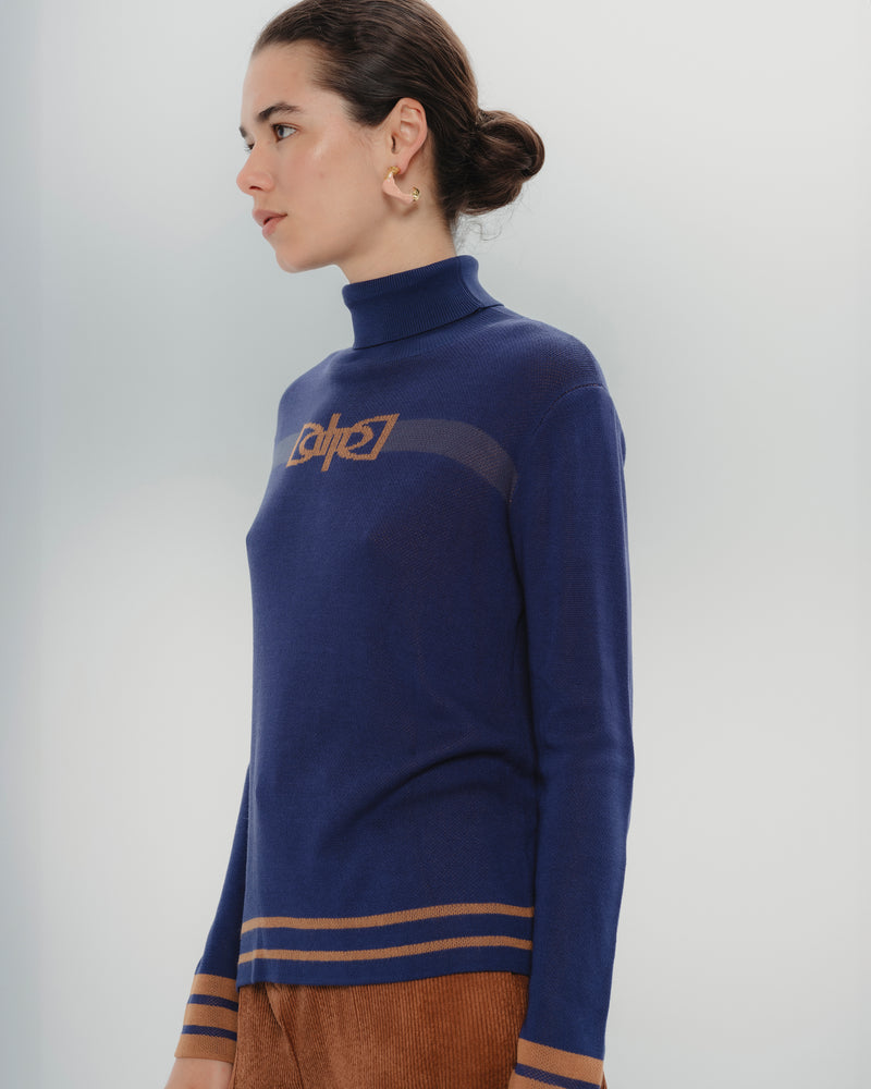 Dolores Promesas Jersey Punto Azul Cuello Alto Carla