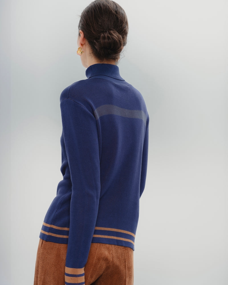 Dolores Promesas Jersey Punto Azul Cuello Alto Carla