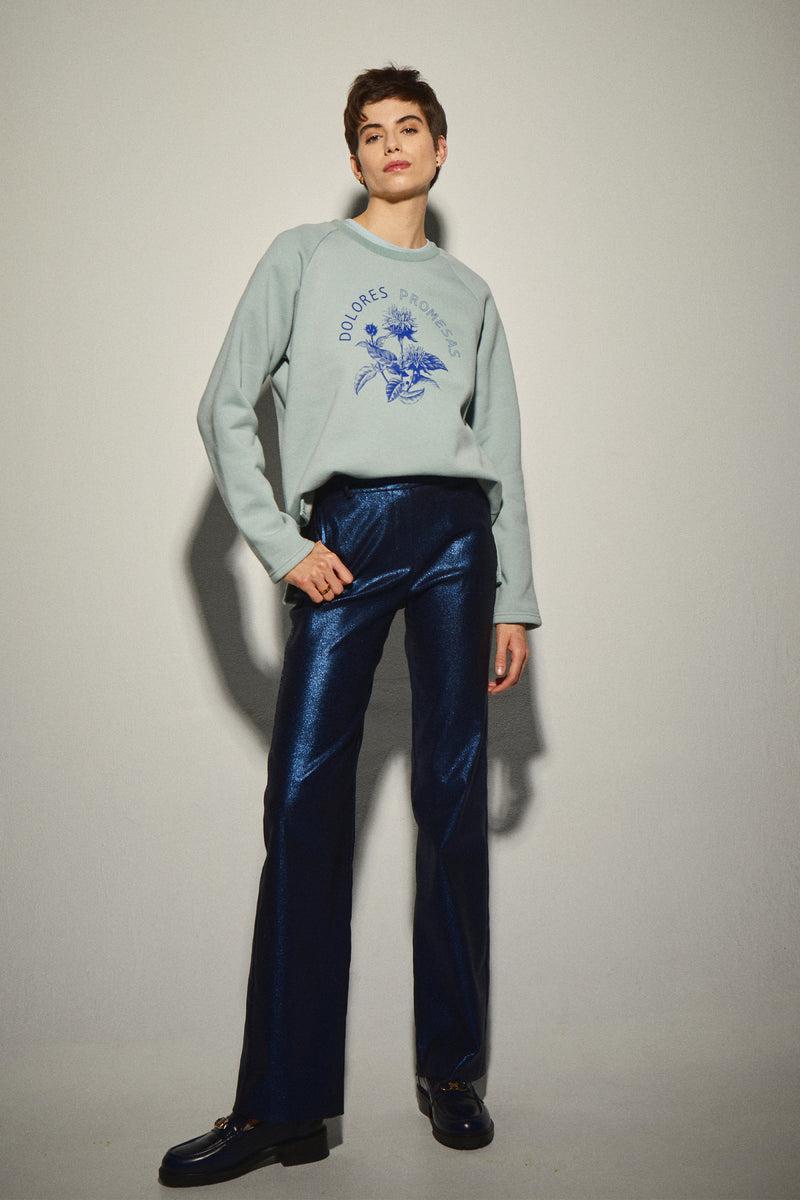 Dolores Promesas Sudadera Azul Cielo Estampado Floral