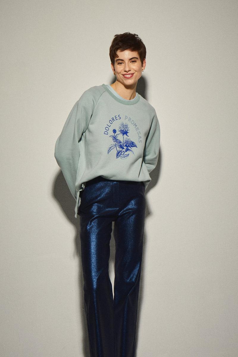 Dolores Promesas Sudadera Azul Cielo Estampado Floral