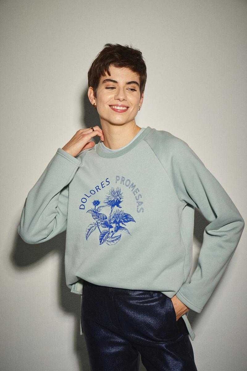 Dolores promesas Sudadera Azul Cielo Estampado Floral