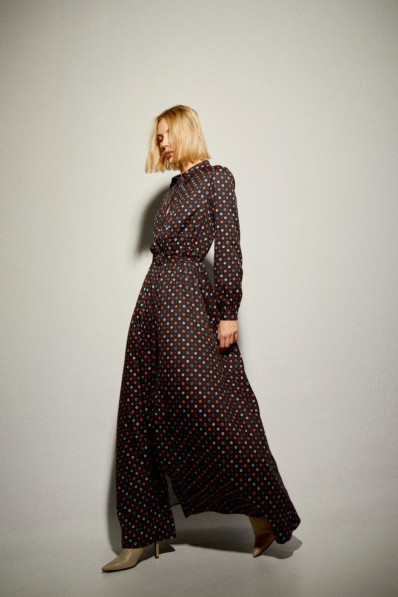 Dolores Promesas Vestido Camisero Largo Estampado Círculos