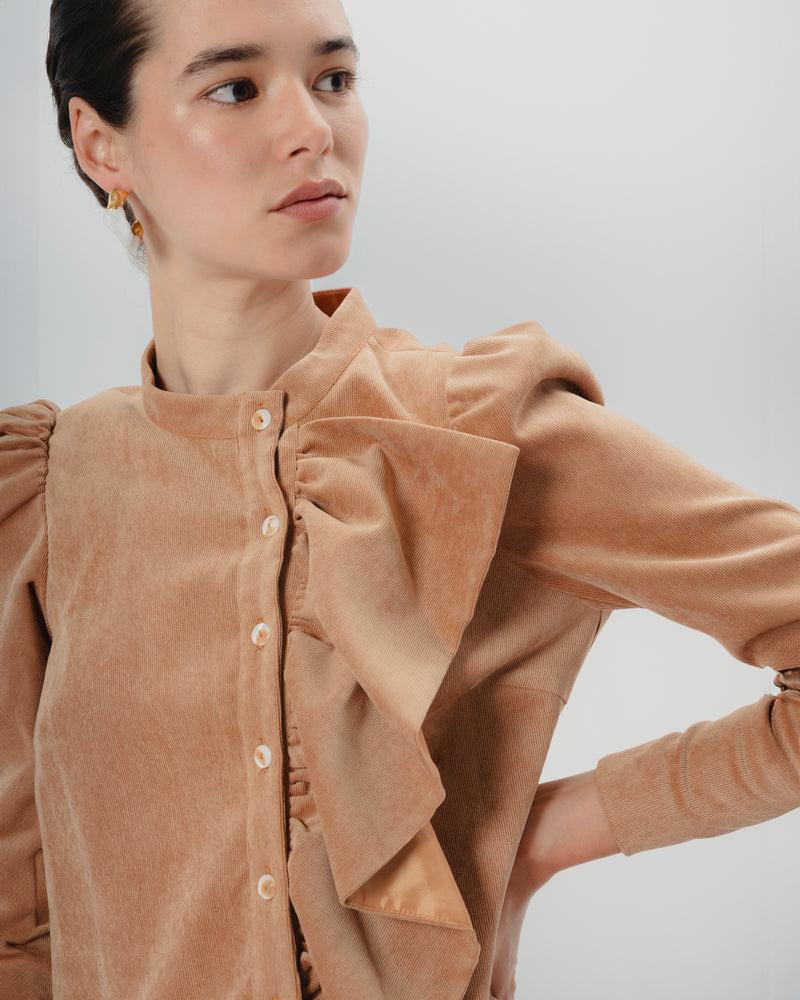 Dolores Promesas Vestido Corto Filipa Volantes Camel