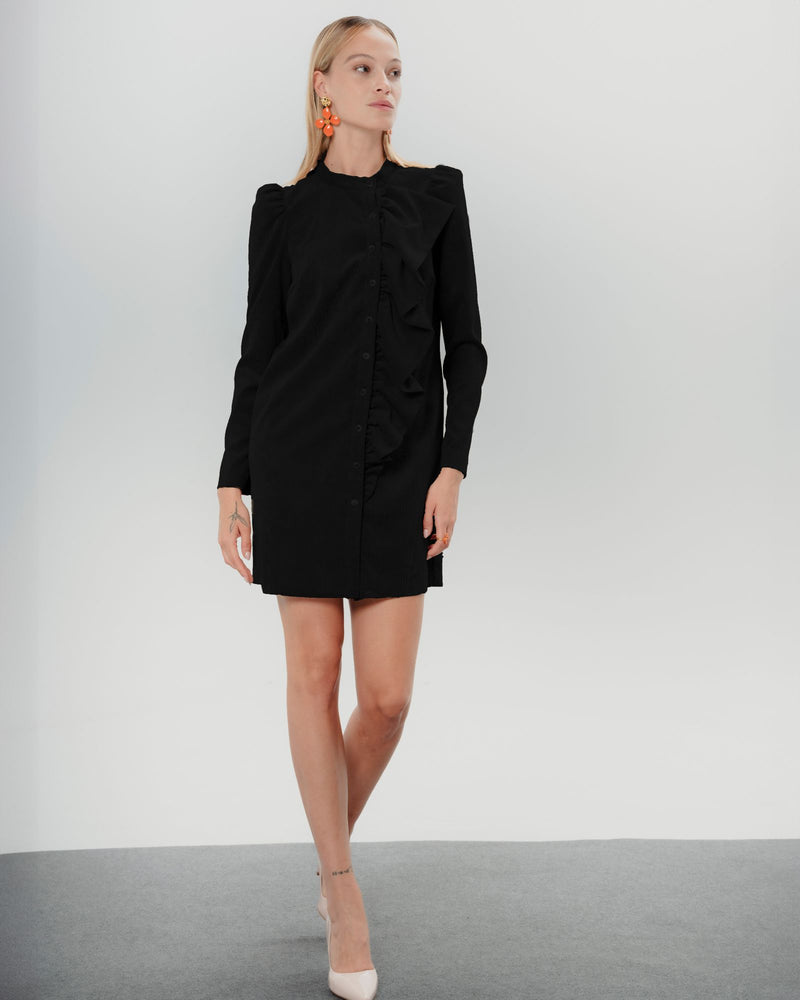 Dolores promesas Vestido corto Filipa volantes negro